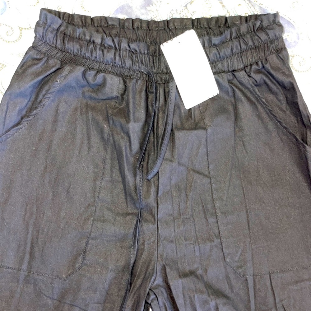 Black Size M Pantalon lightweight cotton joggers pull on with drawstring